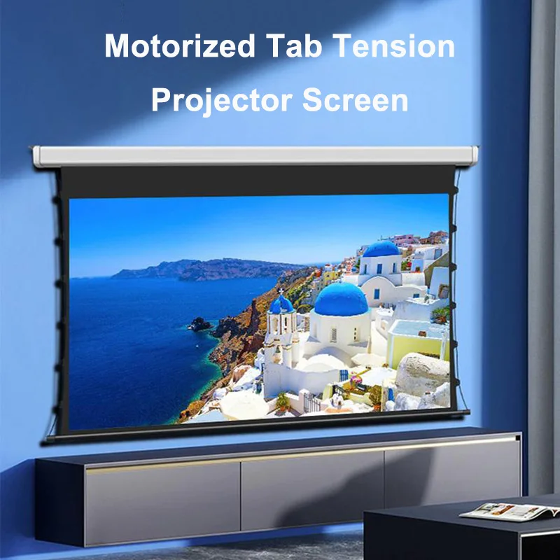 Pet Crystal Material Motorized ALR Tab Tension Projector Screen High Class 80 Inch for Ultra short throw projector 4K 3D Support