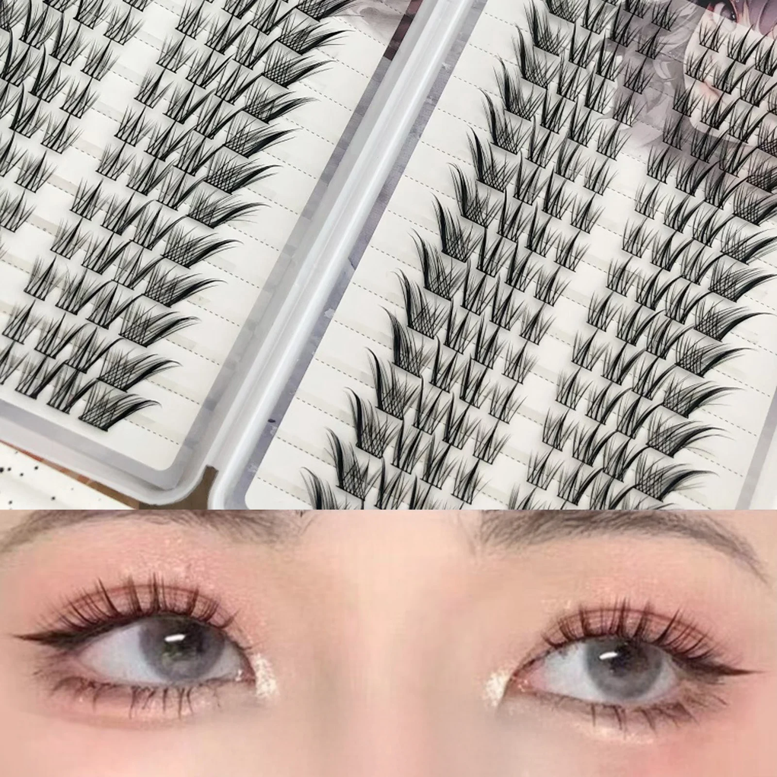 Fox-cosplay extensions de faux cils 11-13mm mixte noir C Curl grappes dramatiques Volume cils pour maquillages professionnels