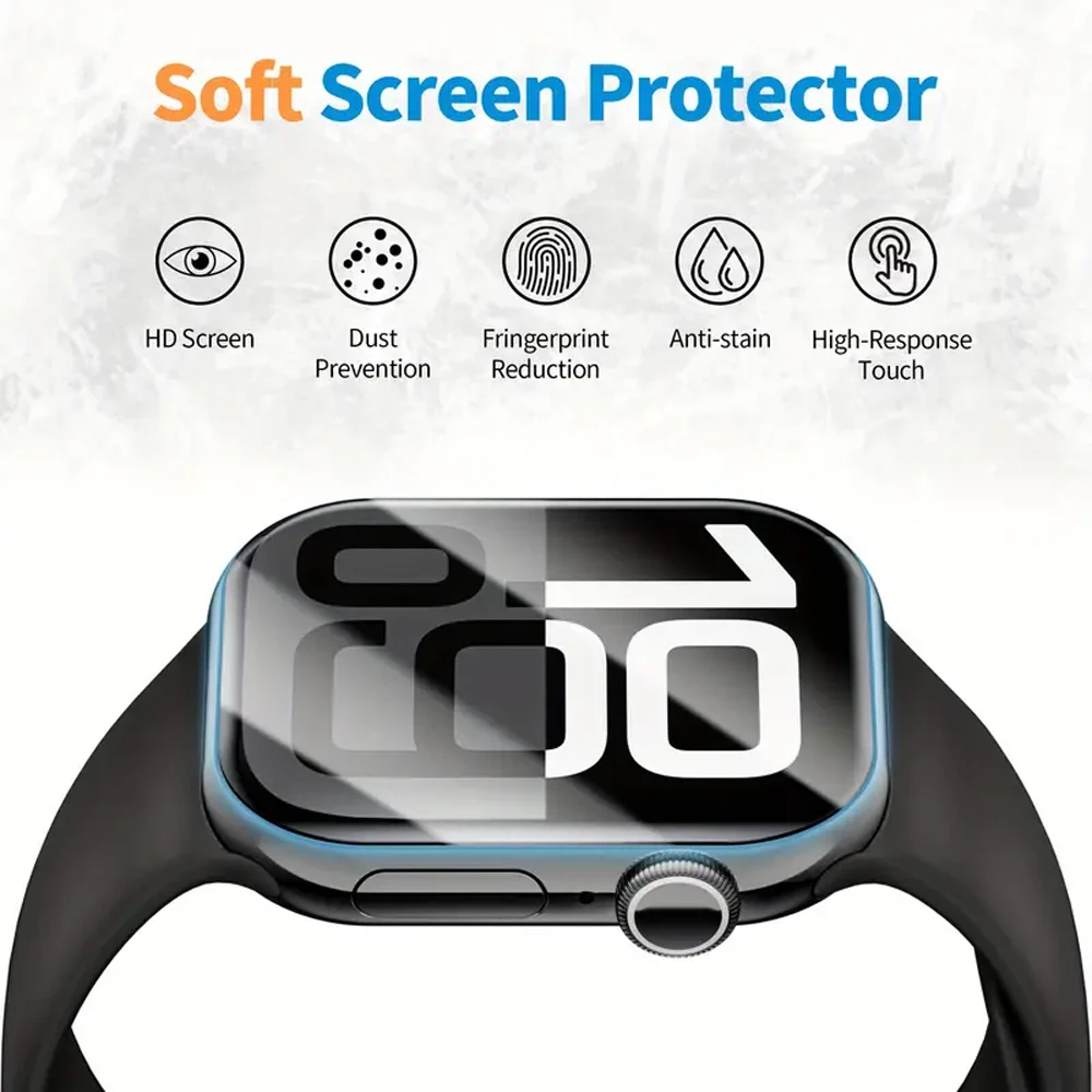 Proteggi schermo per Apple Watch 10 42mm 46mm 45mm 44mm 41 40 Pellicola morbida 3D HD Protettiva curva iWatch Serie 10 9 8 7 6 5 4 SE