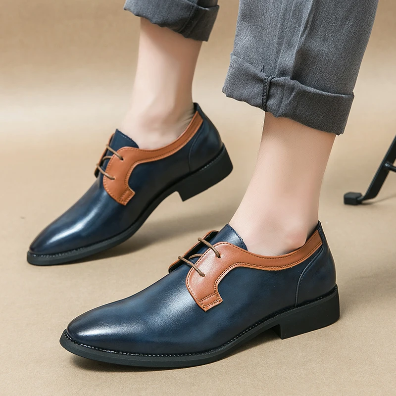 Luxusmarke Männer Lederschuhe schnüren spitze Zehen gemischte Farben Abschluss ball Oxford Herren Kleid Schuhe Hochzeit Büro formelle Schuhe Männer