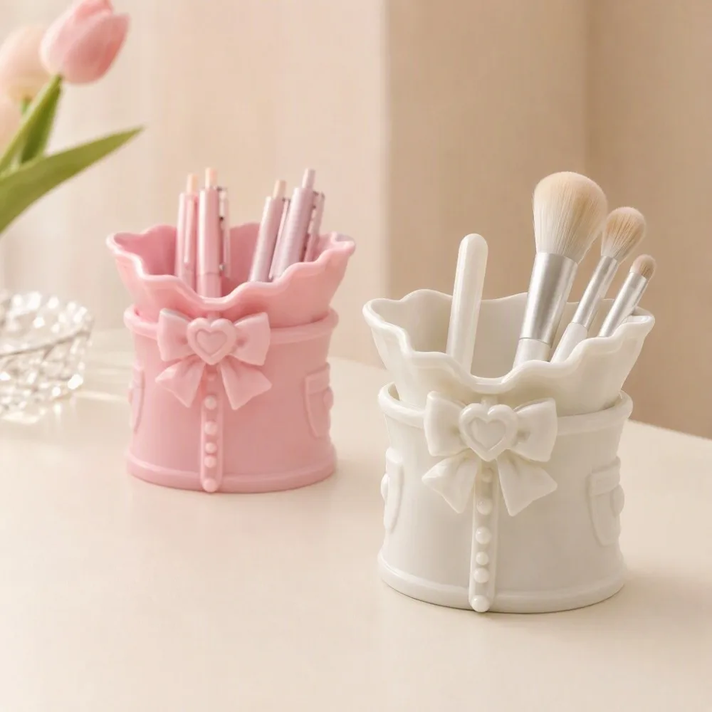 Ornament Bowknot Pen Holder Funny PLA Plastic 3D Printed Pen Stand Stable Simulation Bow Dress Model Desktop Organizer
