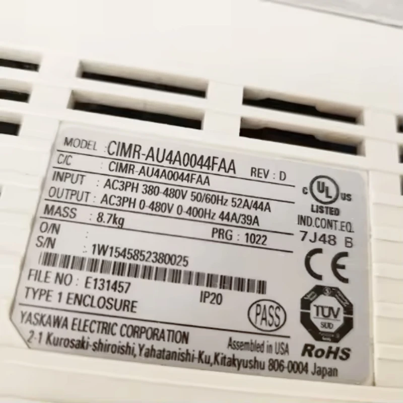 New In Box Yaskawa CIMR-AU4A0044FAA A1000 AC Drive 1 Year Warranty