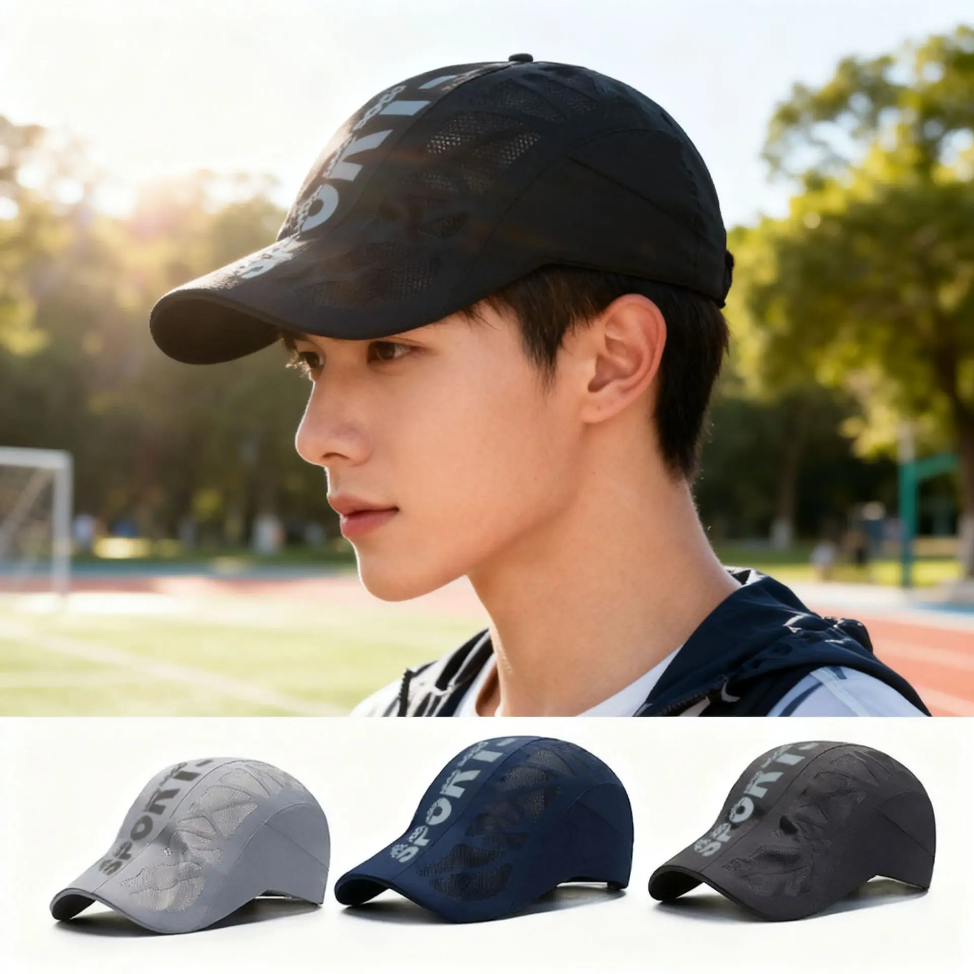 Newsboy Cap for Men Mesh Breathable Ivy Cap Summer Sun Flat Cap Hiking Outdoor Cabbie Hat Driving Sports Duckbill Cap Daily Wear