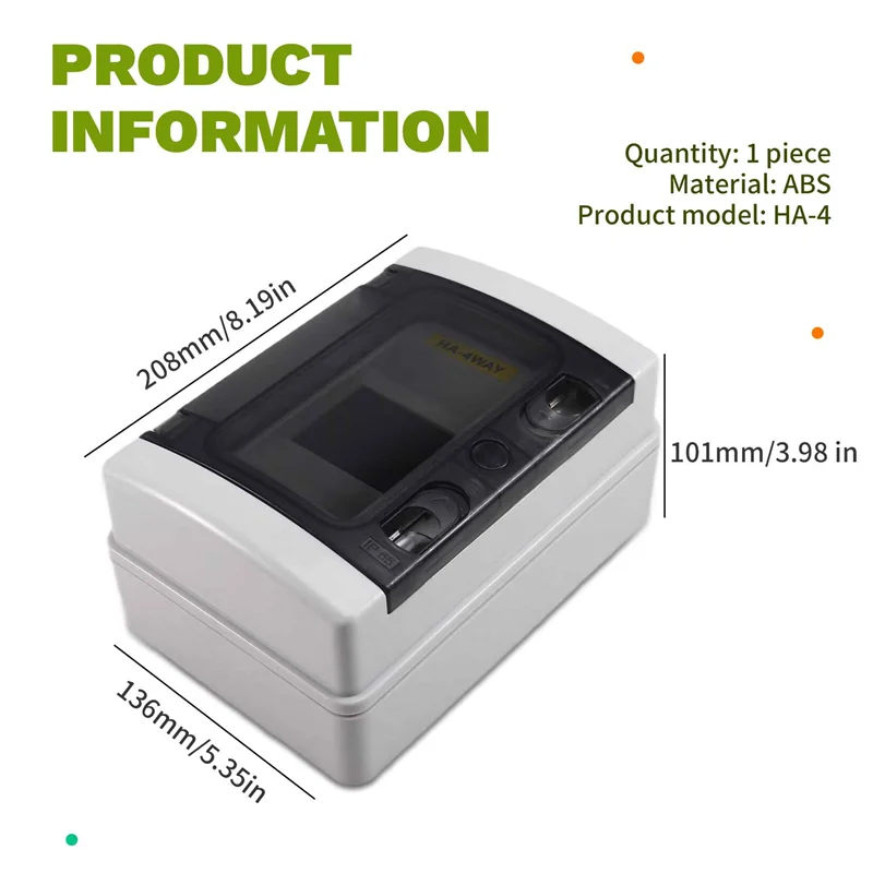 -A90P IP65 Waterproof HA Series 4WAY PC Junction Box For Outdoor Circuit Breaker Systems