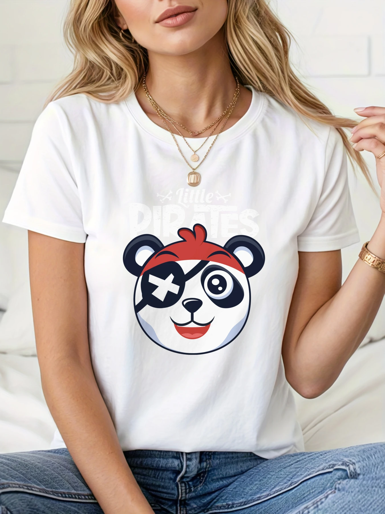 

Panda print Cotton Short-Sleeved Summer Trendy Tshirt wommen Half-sleeved Comfortable Brand wommen tshirt Base Shirt Casual tee