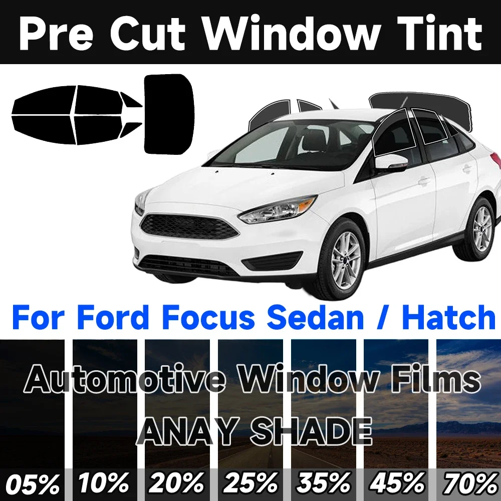 Custom Fit Precut Window Tint, Reusable EPU Film for Ford Focus Sedan Hatch 2000-2018, Effective UV Heat Insulation Protection
