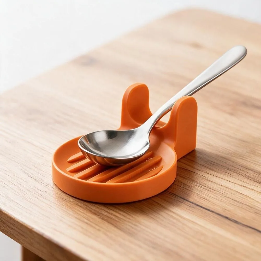 Creative 3D Printed Spoon Holder Orange Anti-drip Ladle Storage Rack Non Slip Stain-proof Spoon Organizer Spatula