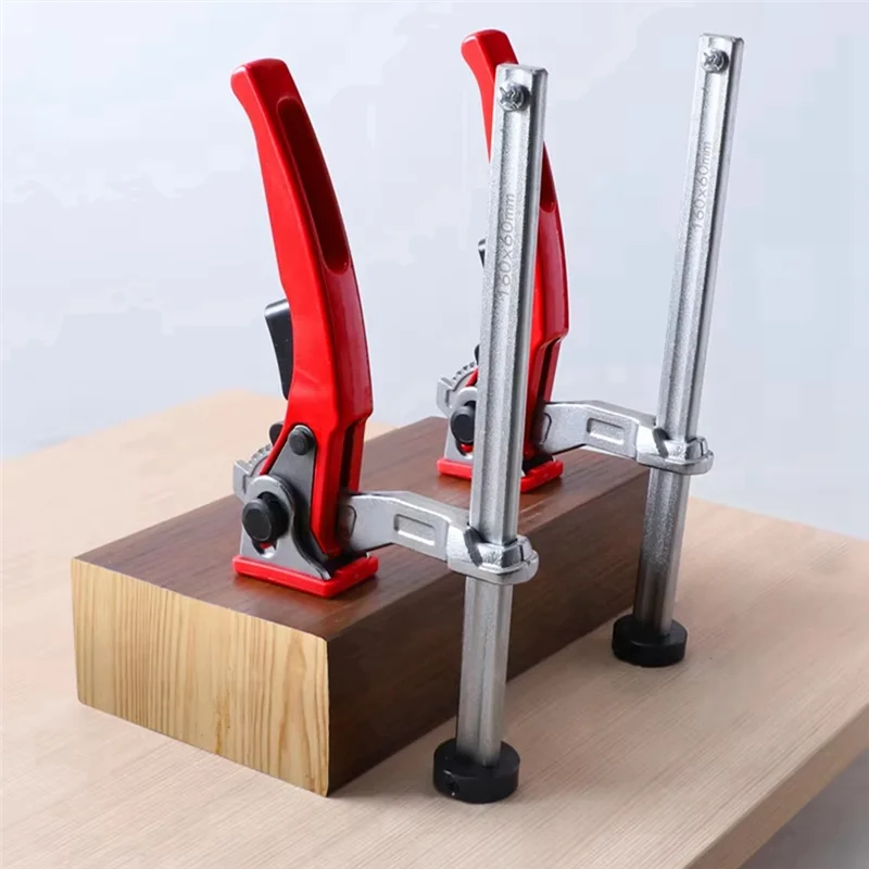 AB41-Woodworking Desktop Quick Acting Hold Down Clamp Fast Fixed Clip For Woodworking Benches20mm Hole Ratchet F Clamp