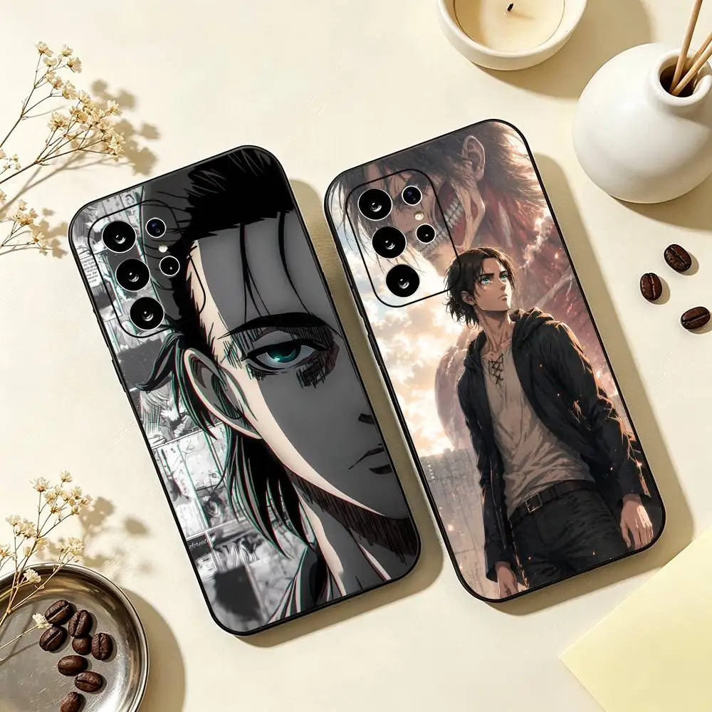 Anime Attack on Titan Eren Yeager  Phone Case For Samsung S25,S24,S21,S22,S23,S30,Ultra,S20,Plus,Fe,Soft Silicone Black
