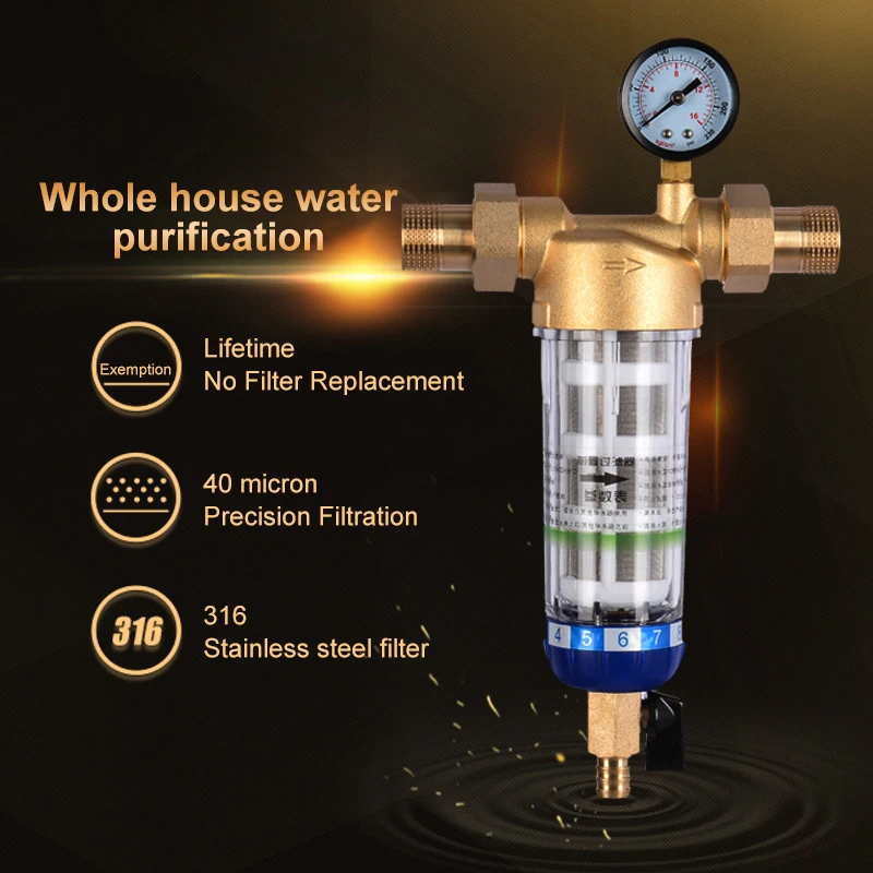 Water Filter Full-Automatic Timing Automatic Rotary Scrubbing Backwashing 3 T/h Large Flow Pre-Filter Central Water Purifier