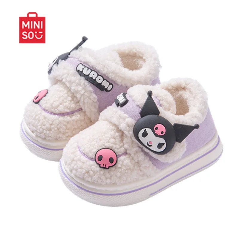 MINISO Kuromie الأطفال نعال من القطن الخريف والشتاء الفتيات الأميرة سانريو الدافئة والكومة أحذية قطنية الوالدين والطفل #4