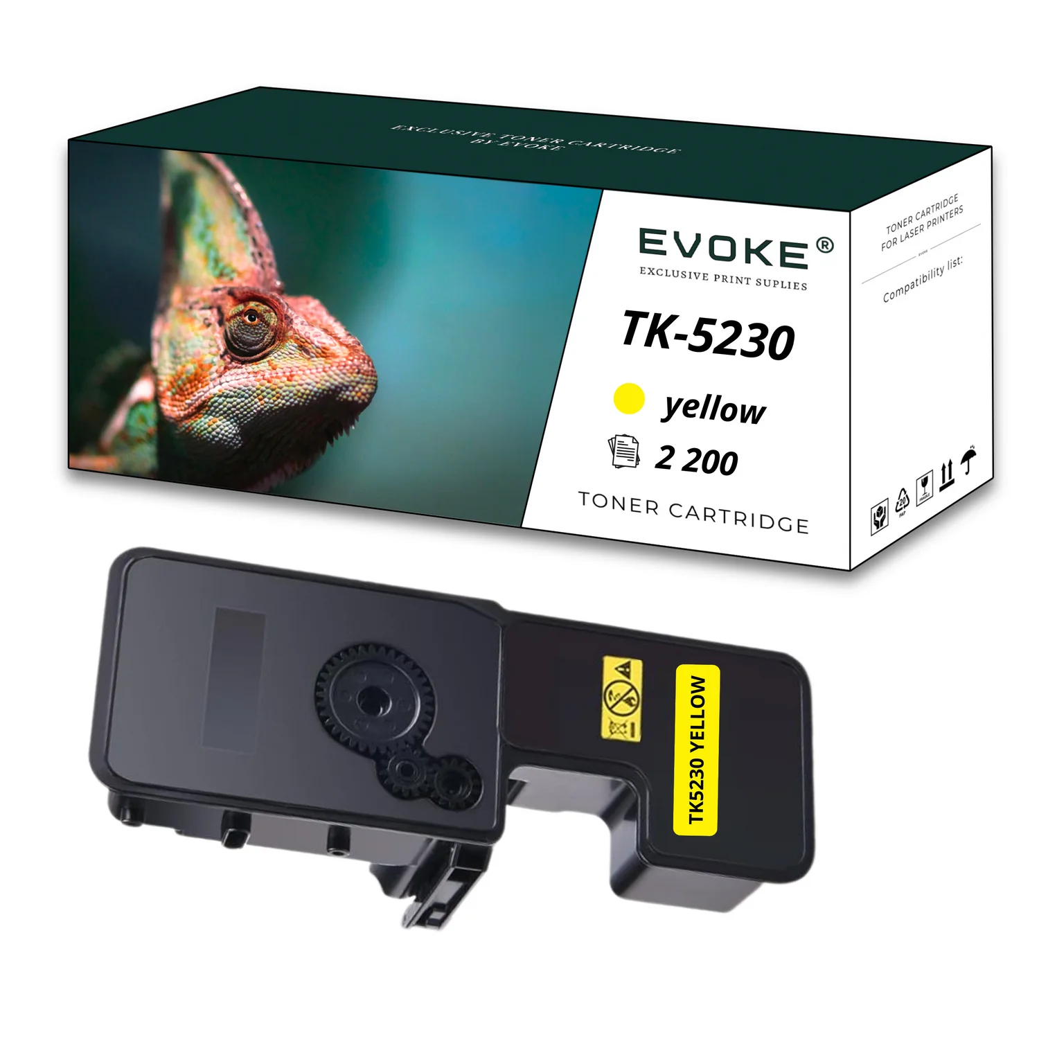 Evoke Compatibele Toner voor Kyocera Tk-5230Y Tk5230Y Tk-5230 Tk5230 Geel 2200 Pagina's Ecosys M5521 M5521Cdn M5521Cdw P5021 P5021Cdn P5021Cdw