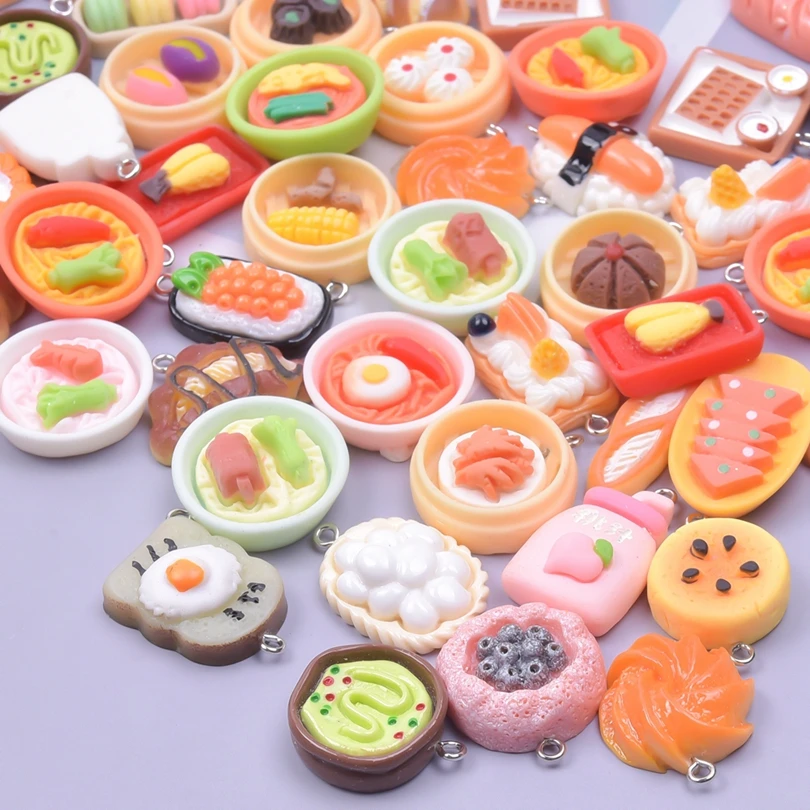 Mix Simulated Dessert Food Charms For Jewelry Making Supplies Cake Snack Pendant Resin Accessories DIY Keychain Earring Findings