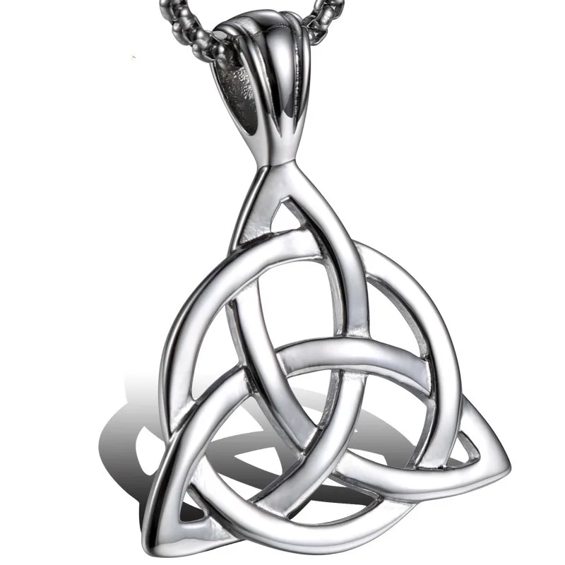 Celtic Triquetra Trinity Knot Pendant Necklace for Men Stainless Steel Chain Necklace Vintage Hip Hop Punk Party Jewelry Gift