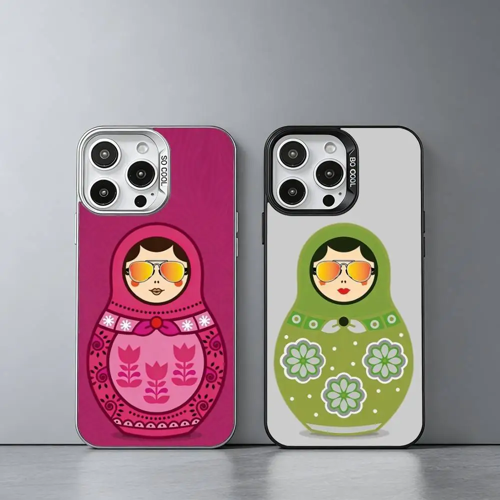 

B-Beautiful Cool Russian Matryoshka Phone Case For iPhone 17,16,15,14,13,12,11 Plus,Pro Max,XS,Colored silver phone case