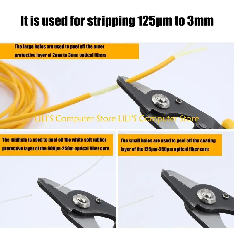 A52B CFS3 ไฟเบอร์ออปติกเครื่องมือพลาสติกที่จับพลาสติกสำหรับ 125um ถึง 3 มม. สายการกำจัดการเคลือบที่แม่นยำบนจัมเปอร์