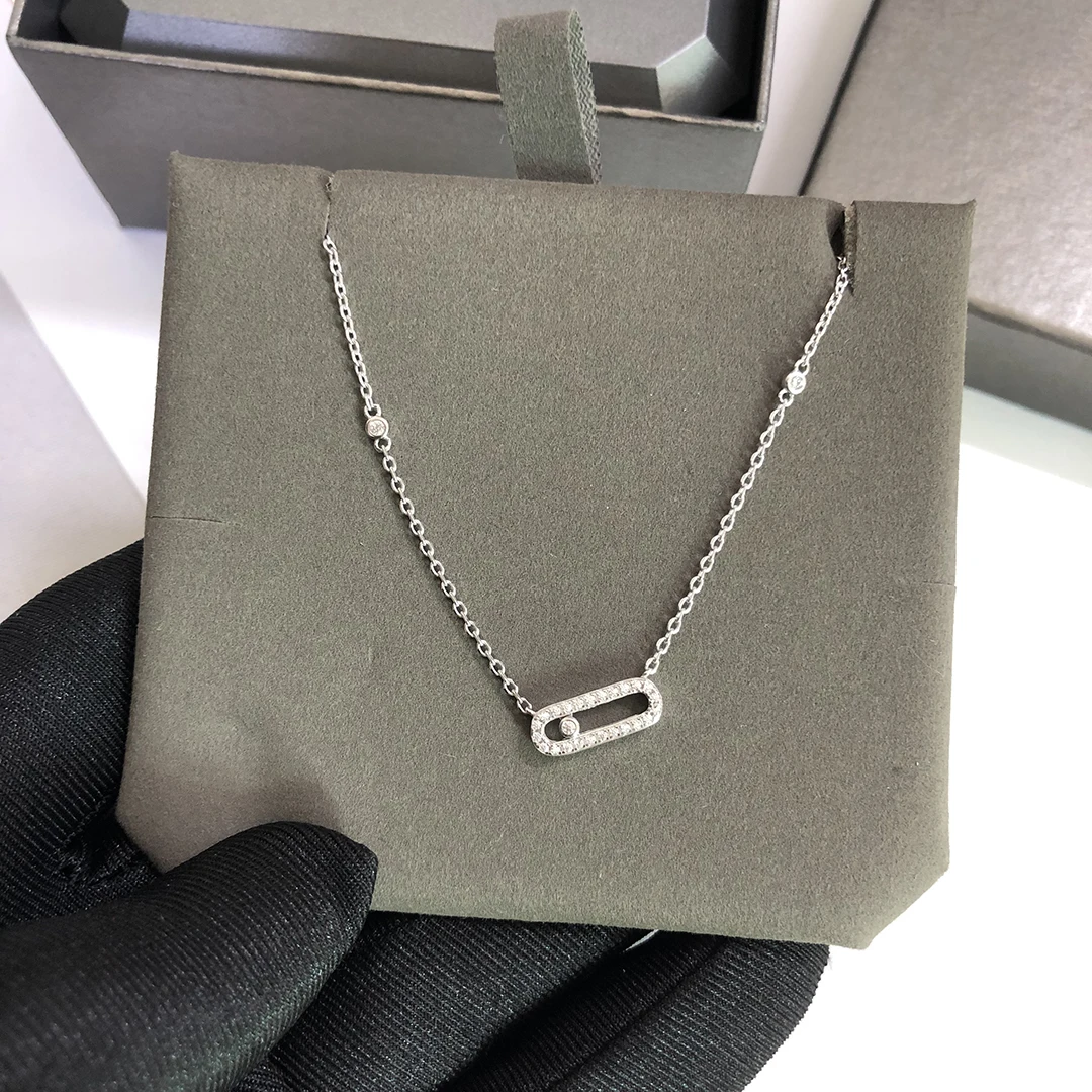 Bijoux en argent Sterling 925 d'excellente qualité, collier de mariage pour femmes, pierre coulissante, bijoux de fiançailles tendance, cadeau de vacances