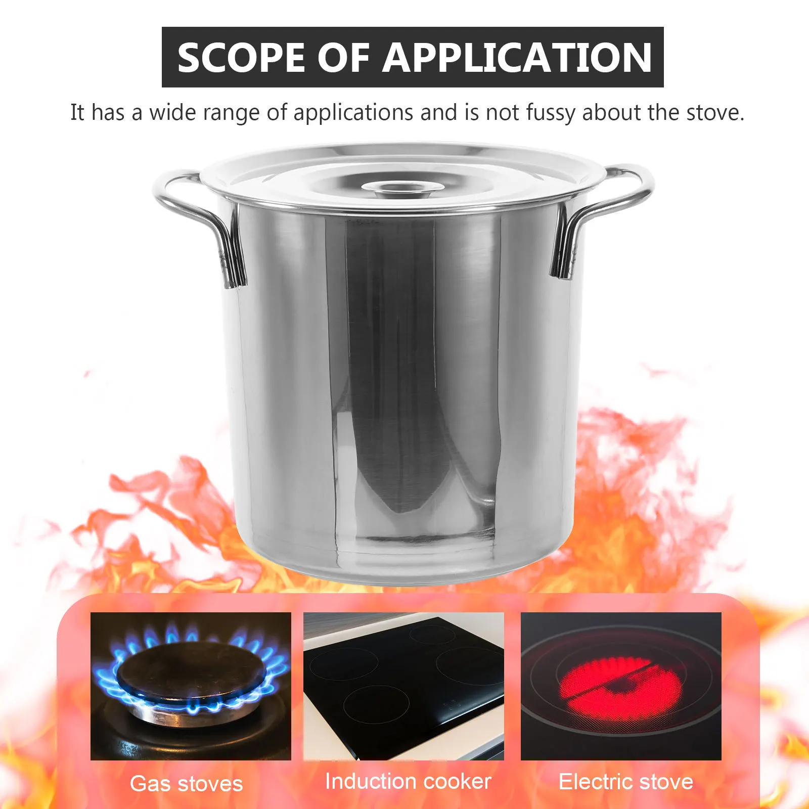 

1pc Stainless Steel Soup Pot 5L Large Capacity Stockpot For Stewing Porridge Rice Brine Multipurpose Kitchen Cookware Silver