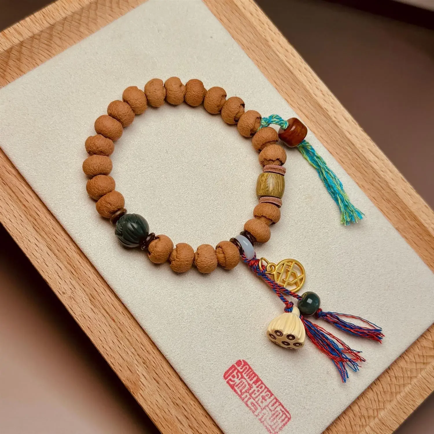 

Lotus Bodhi Bracelet Thuja Wood Buddha Beads Rosary Lucky Beads Hand Jewelry with Bead Ethnic Style HandString for Men and Women