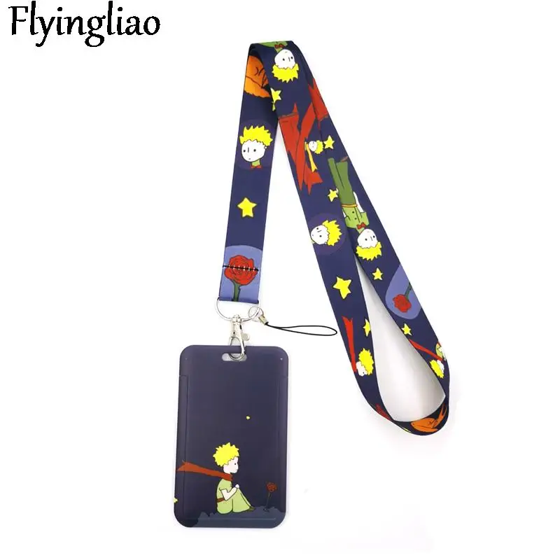 Little Prince Lanyard Credit Card ID Holder Bag Student Women Travel Card Cover Badge Car Keychain Decorations