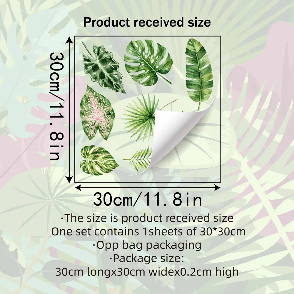 1PC Multi-Color Tropical leaves Pattern Waterproof Non-Slip Self-Adhesive Bathroom Decorative Stickers Wash Basin Stickers