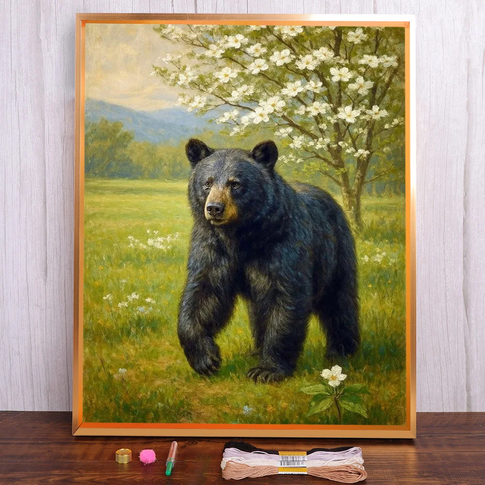 

Animal Black Bear Printed 11CT Cross Stitch Embroidery Kit DMC Threads Painting Hobby Handiwork Handmade Room Decor Floss Needle