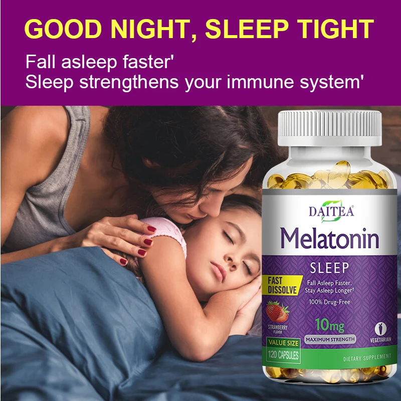 Melatonin Capsules - Sleep Aid Supplement That Helps Nourish Nerves, Relieves Sleep Disorders and Improves Energy Levels