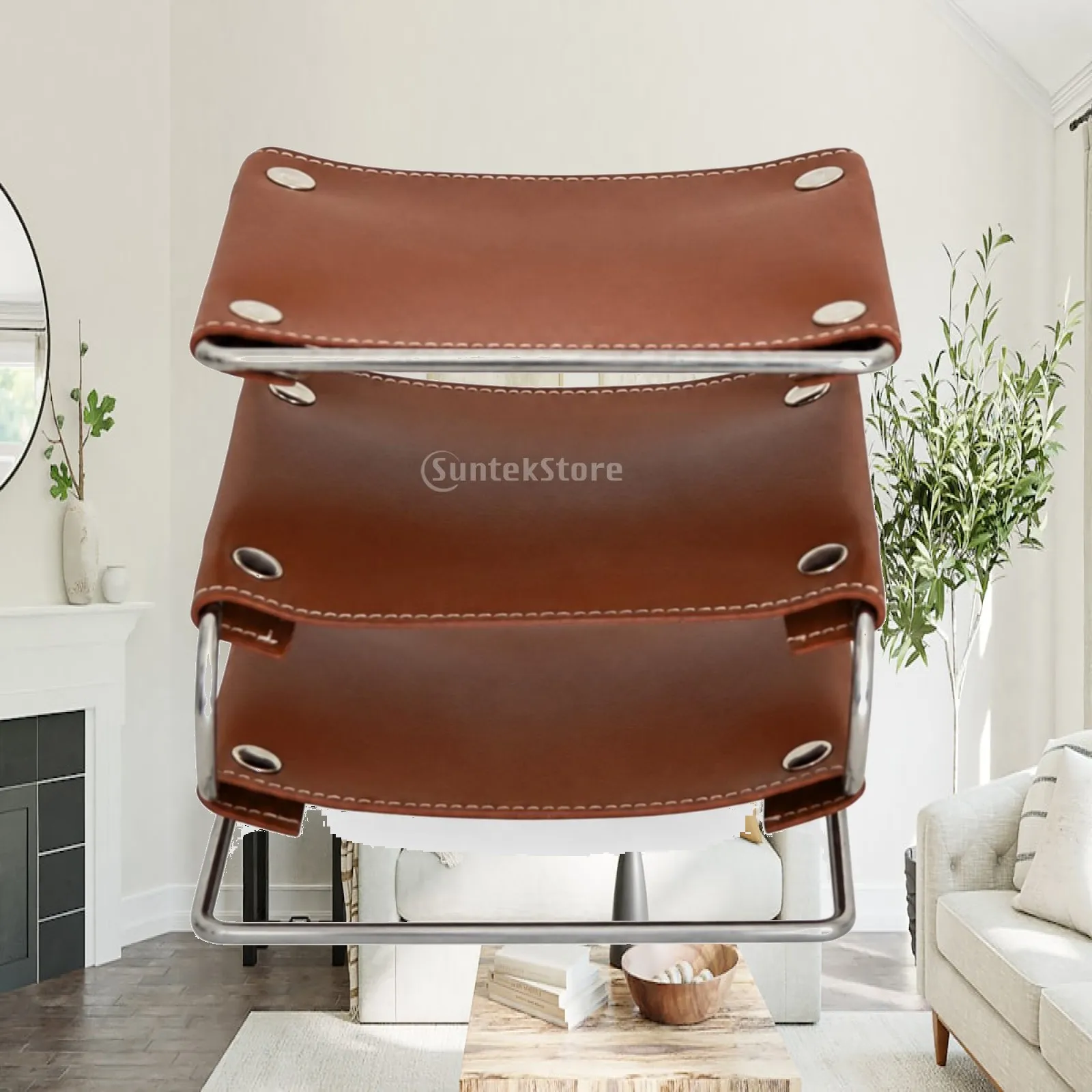 Three-Tier Storage Tray Sturdy Tiered Desk Organizer Leather Tray with Metal Frame Sturdy Multi-Purpose for Professionals
