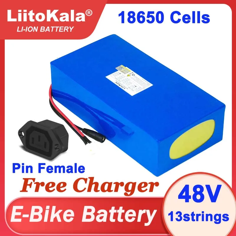 Liitokala 48V 32ah 1500W electric bike battery 48V 20ah 24ah 18ah 15ah 18650 lithium batteries for 54.6v750W 1000W ebike motor