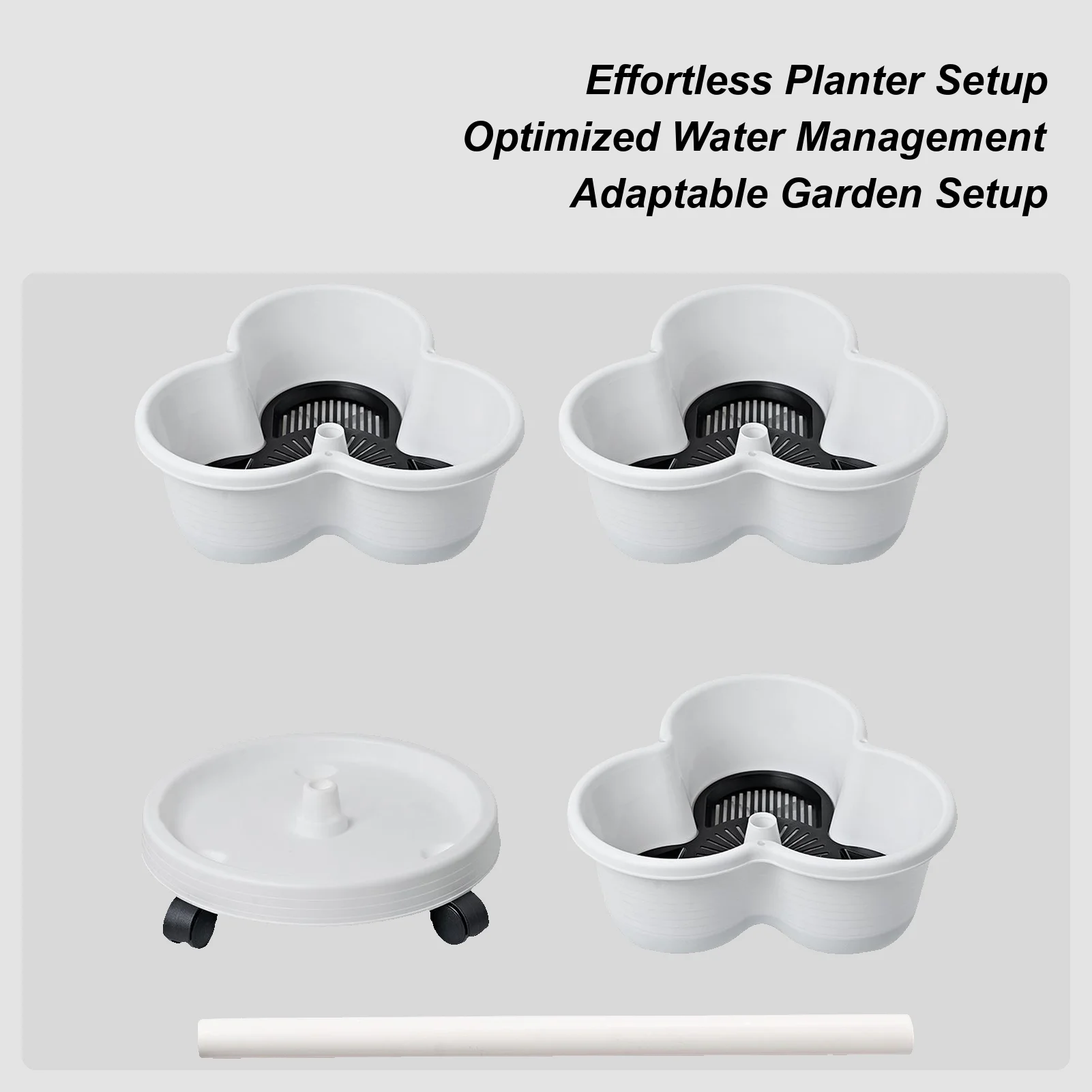 

Stackable Planter Tiered Planter Outdoor Stacking Flowerpot Container With Removable Wheels & Tool Kit Flower Pots Plant Growing