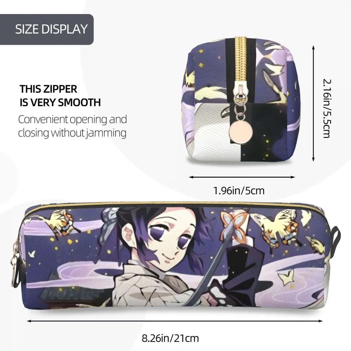 แมลง Hashira Shinobu Kocho ดินสอ Anime Demon Slayer Pencilcases กล่องปากกาสําหรับเด็กผู้หญิงขนาดใหญ่กระเป๋าอุปกรณ์โรงเรียน