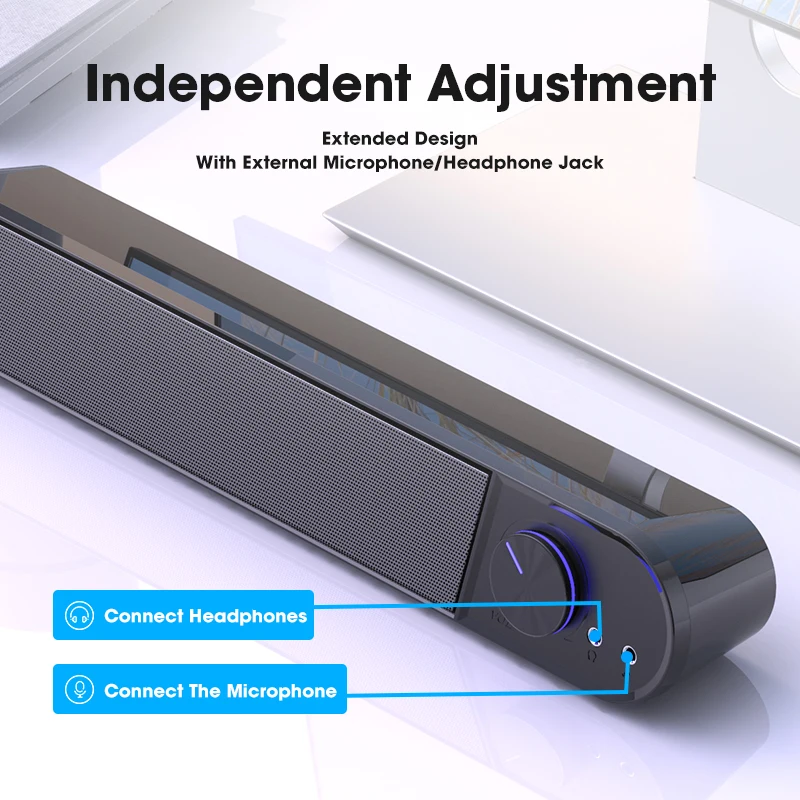 Computer Speaker With Mic Desktop Sound Bar Subwoofer Speakers USB AUX Wired Soundbar For Macbook Laptop Notebook PC Loudspeaker