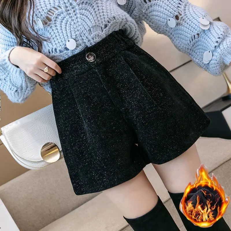 New Chic Fashion Office Lady's Elegant Shorts Women's Straight Wide Leg Shorts Korean Matching Basic Female Wide Leg Shorts D734
