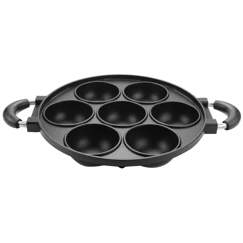 7 Hole Cooking Cake Pan Cast Iron Omelette Pan Non-Stick Cooking Pot Breakfast Egg Cooker Cake Mold Kitchen Cookware