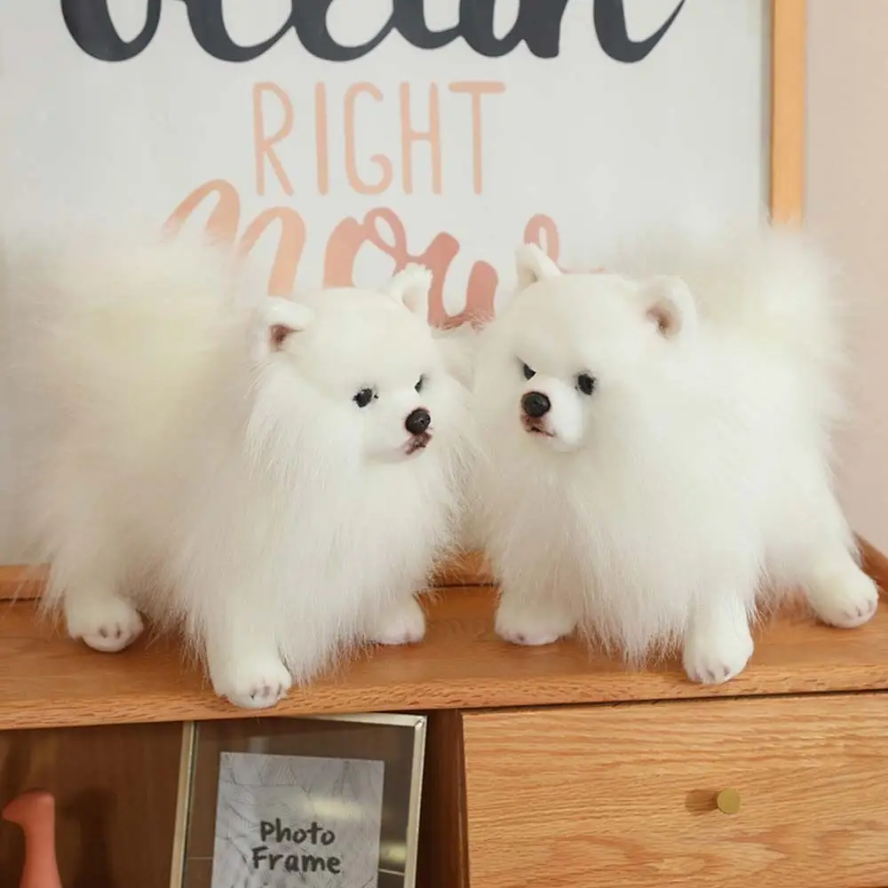 Standing Pomeranian Plush Toy Real Life Stuffed Animals Simulation Pomeranian Dog Home Decor Fluffy Stuffed Puppy Doll