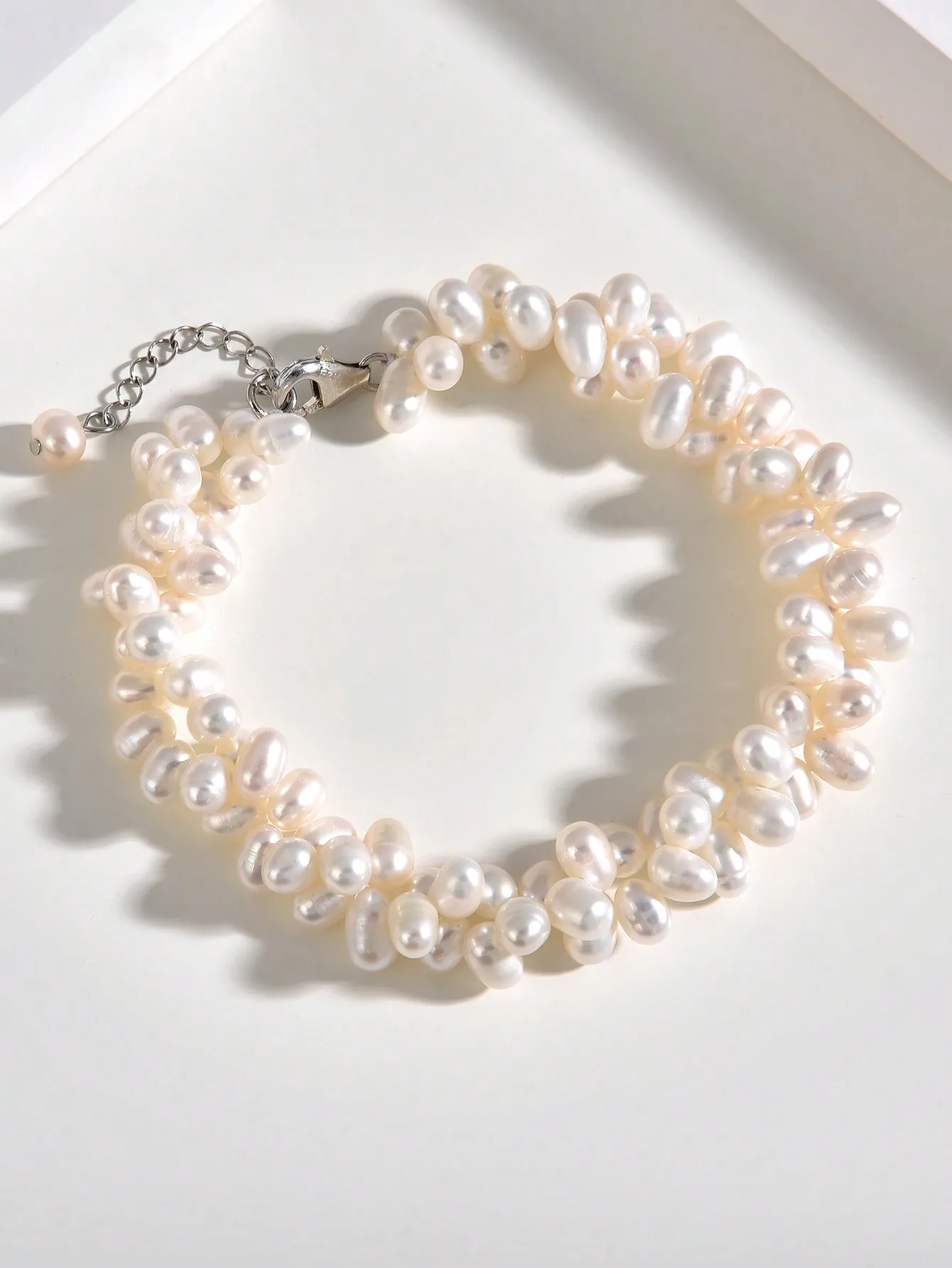 

Браслет/ожерелье из серебра 925 пробы с натуральным жемчугом 5-6 мм