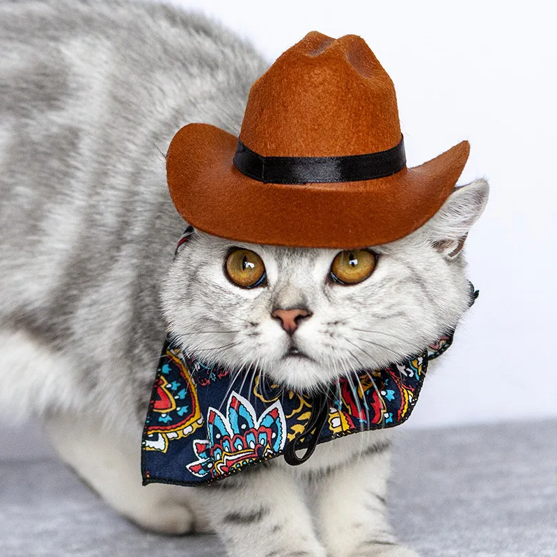 New Pet Cosplay Cat Dog Western Cowboy Hat Mini Cowboy Hat Photo Props Party Supplies