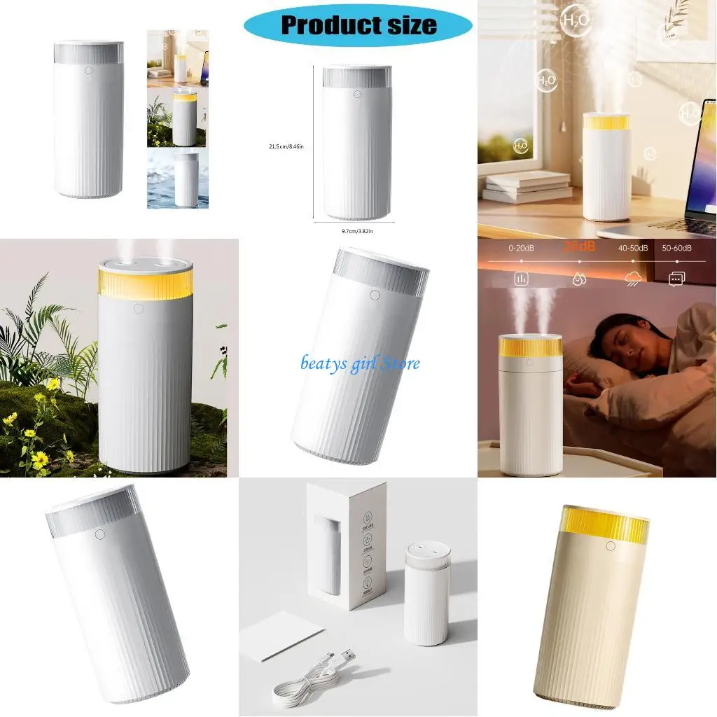 

C7AB 3 Mist Modes Humidifiers Double Mist Port Humidifier with Night Light for Bedroom Office Nursery Desk Small Humidifier