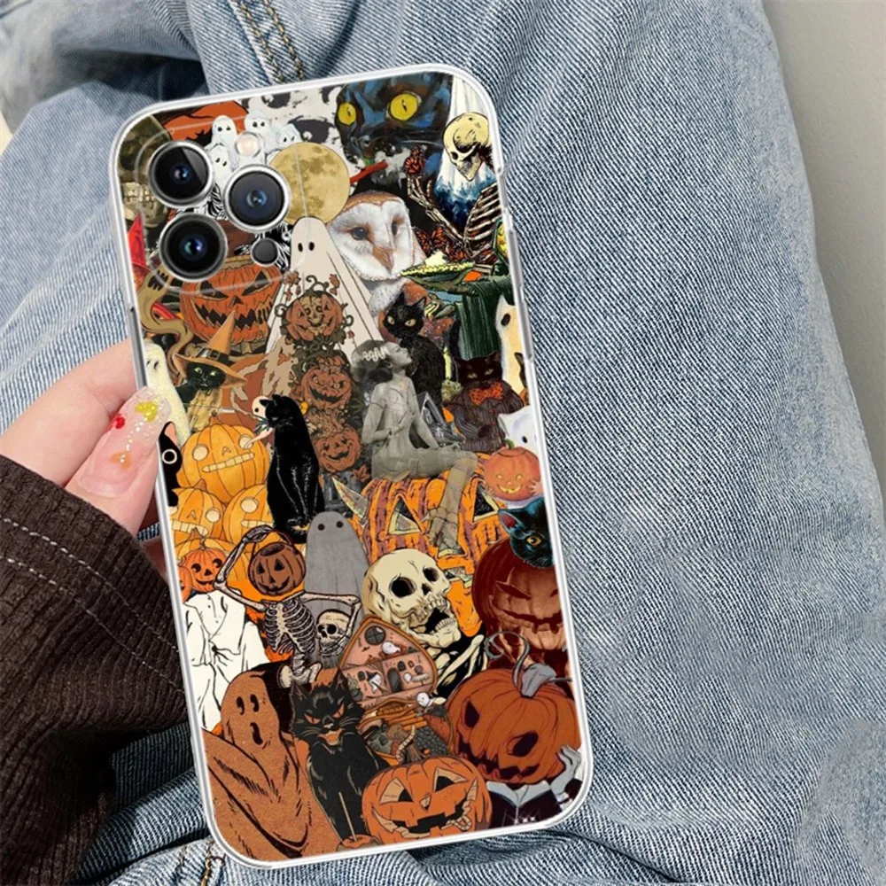 October Fall Halloween Spooky Pumpkin Phone Case Silicone Soft dla iphone 15 14 13 12 11 Pro Mini XS MAX 8 7 6 Plus X XS XR