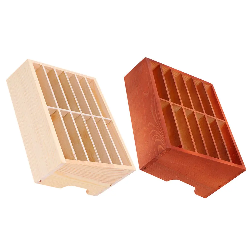 2Pcs Wooden Cell Phone Storage Box Desktop Organizer Multi Compartment Holder Classroom Office Mobile Phone Storage Case