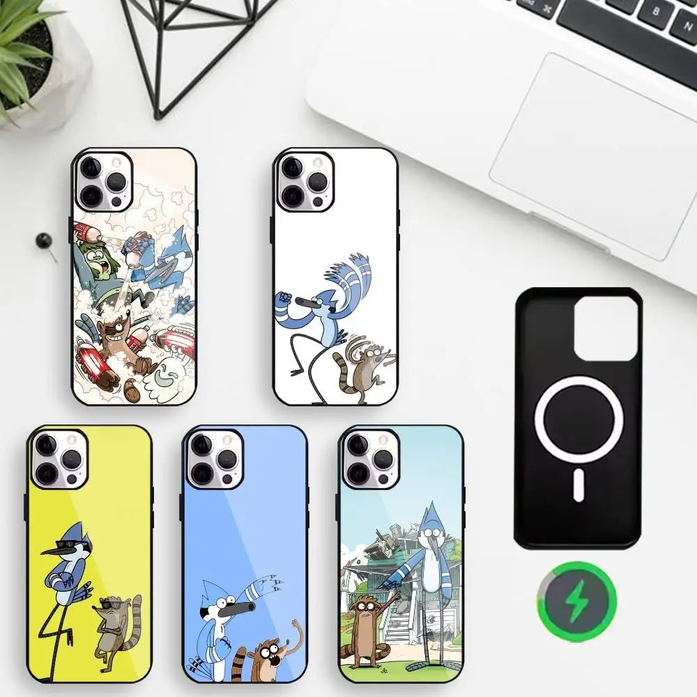 

Chill Slacker M-Mordecai and R-Rigby Phone Case For iPhone17,16,15,14,13,12,Wireless charging protective case soft cover