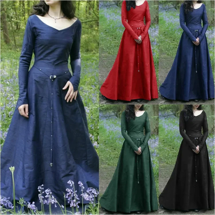 

Cosplay Medieval Palace Princess Dress Adults Vintage Party Evening Gown Retro Renaissance Tailed Dress Costume Plus Size S-5XL