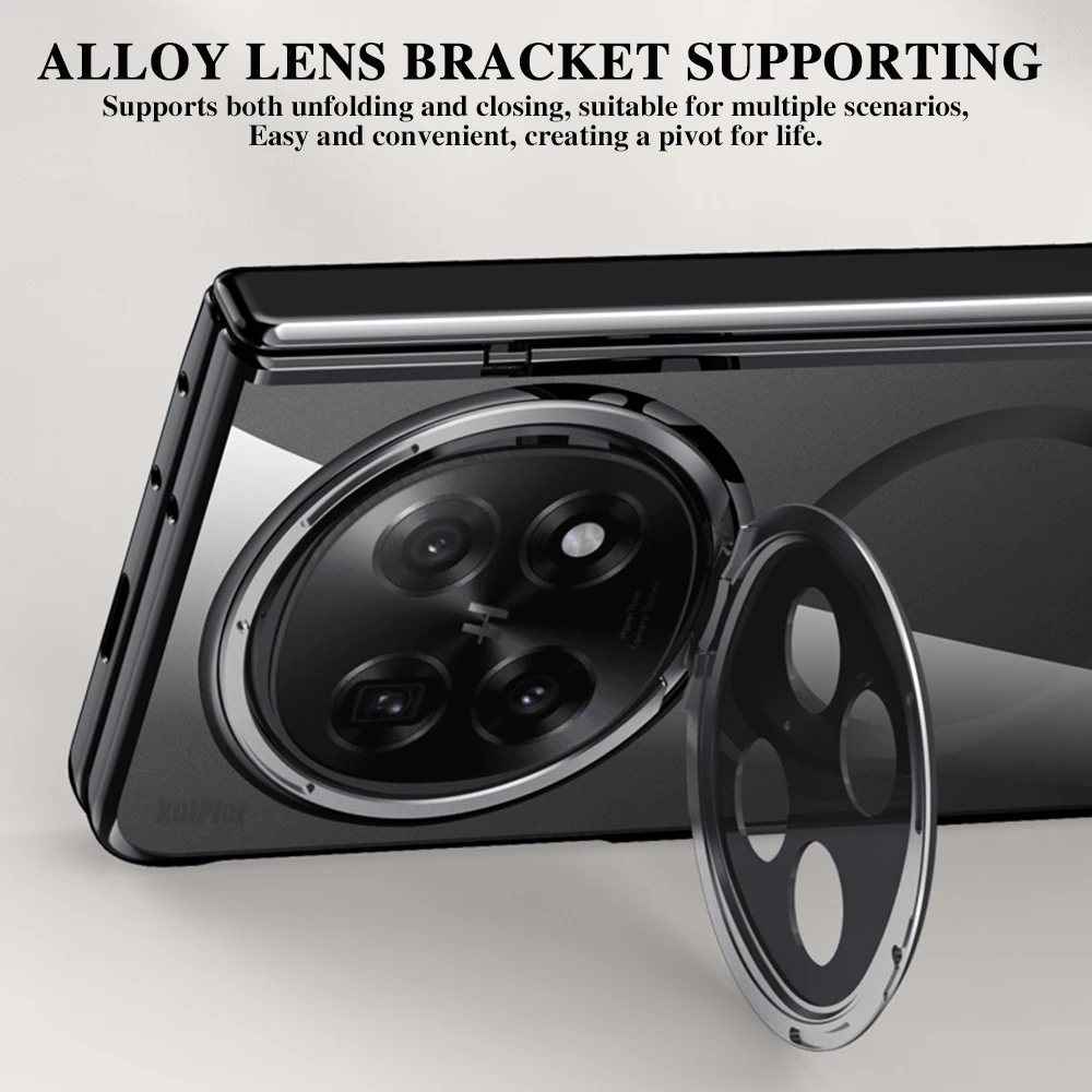 Plating Clear Alloy Lens Stand Holder Cases For OPPO Find N5 FindN5 For Magsafe Magnetic Flip Camera Protection Cover
