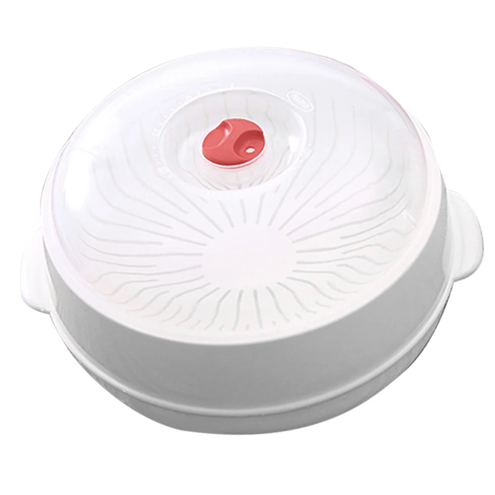 Microwave Steamer Versatile Food Steaming Plate with Clear Lid Kitchen Rice Dish Steamed Holder Plastic Containers for