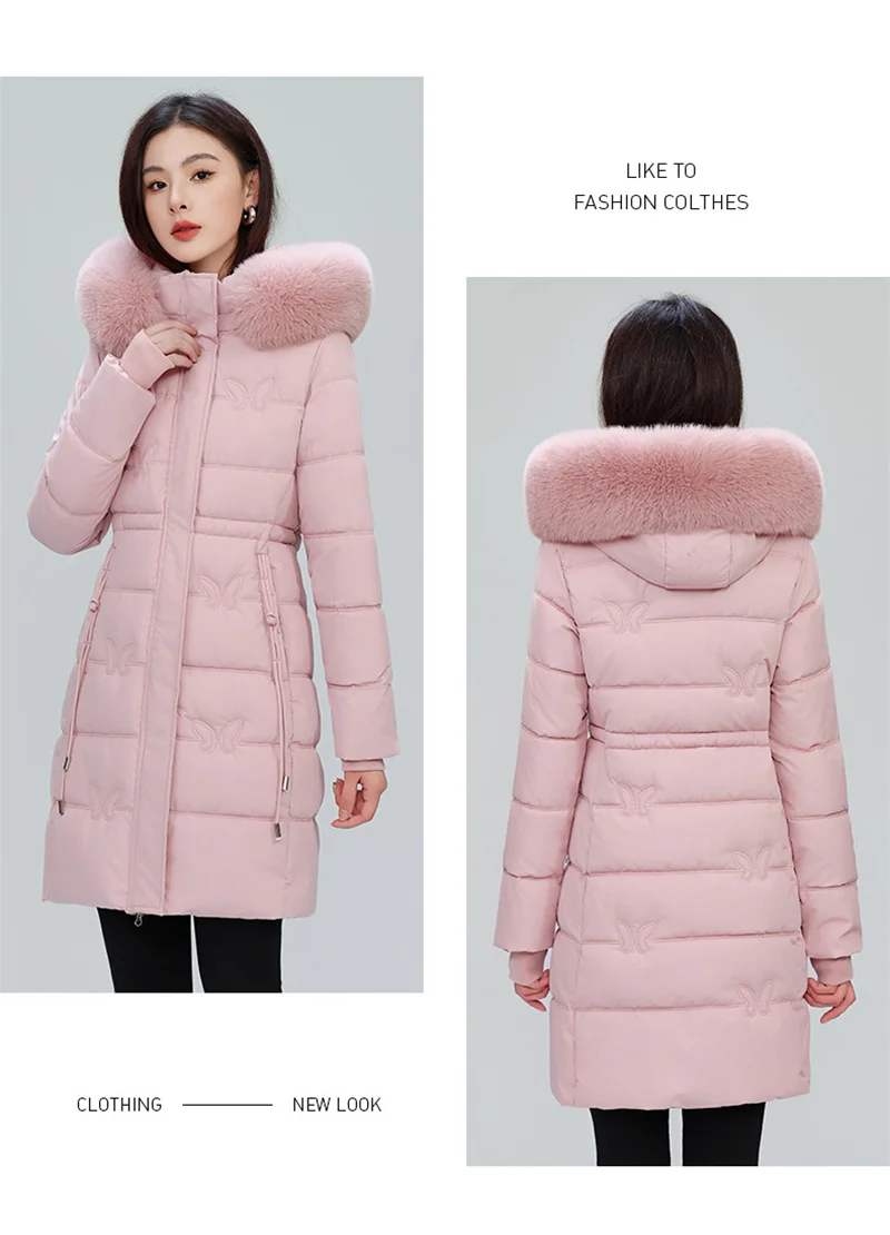 Women's Winter Parka Coat Hooded Korean Version Lady Down Cotton Jacket Warm Temperament Ladies Cotton Padded Outerwear