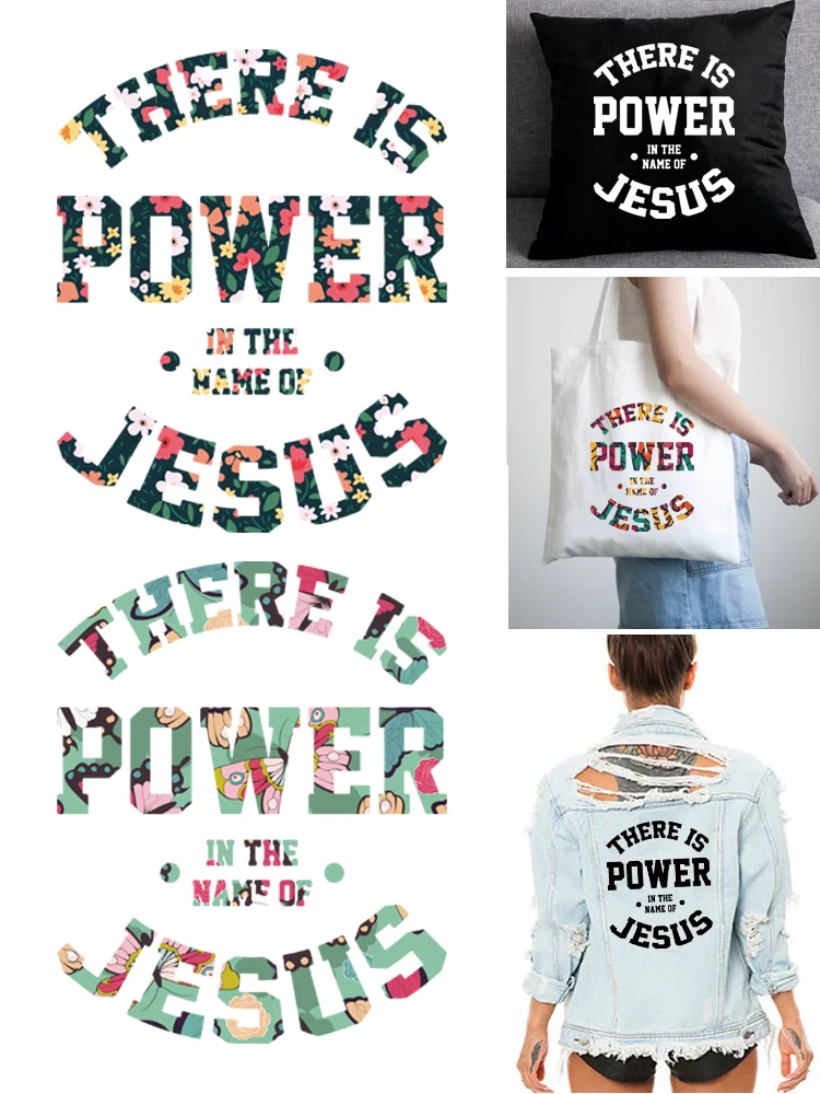 THERE IS POWER IN THE NAME OF JESUS Patches for clothes heat transfer vinyl Washable DIY Sewing Decoration