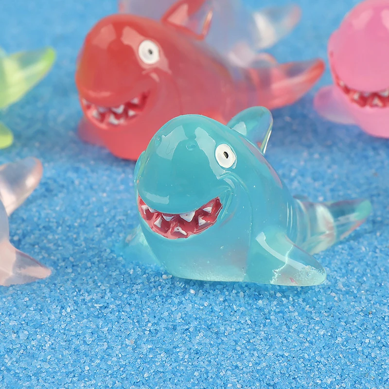 New 1PC Cute Night Light Cute Little Shark Micro Landscape Fish Tank Small Ornament Cartoon DIY Little Shark Resin Accessories