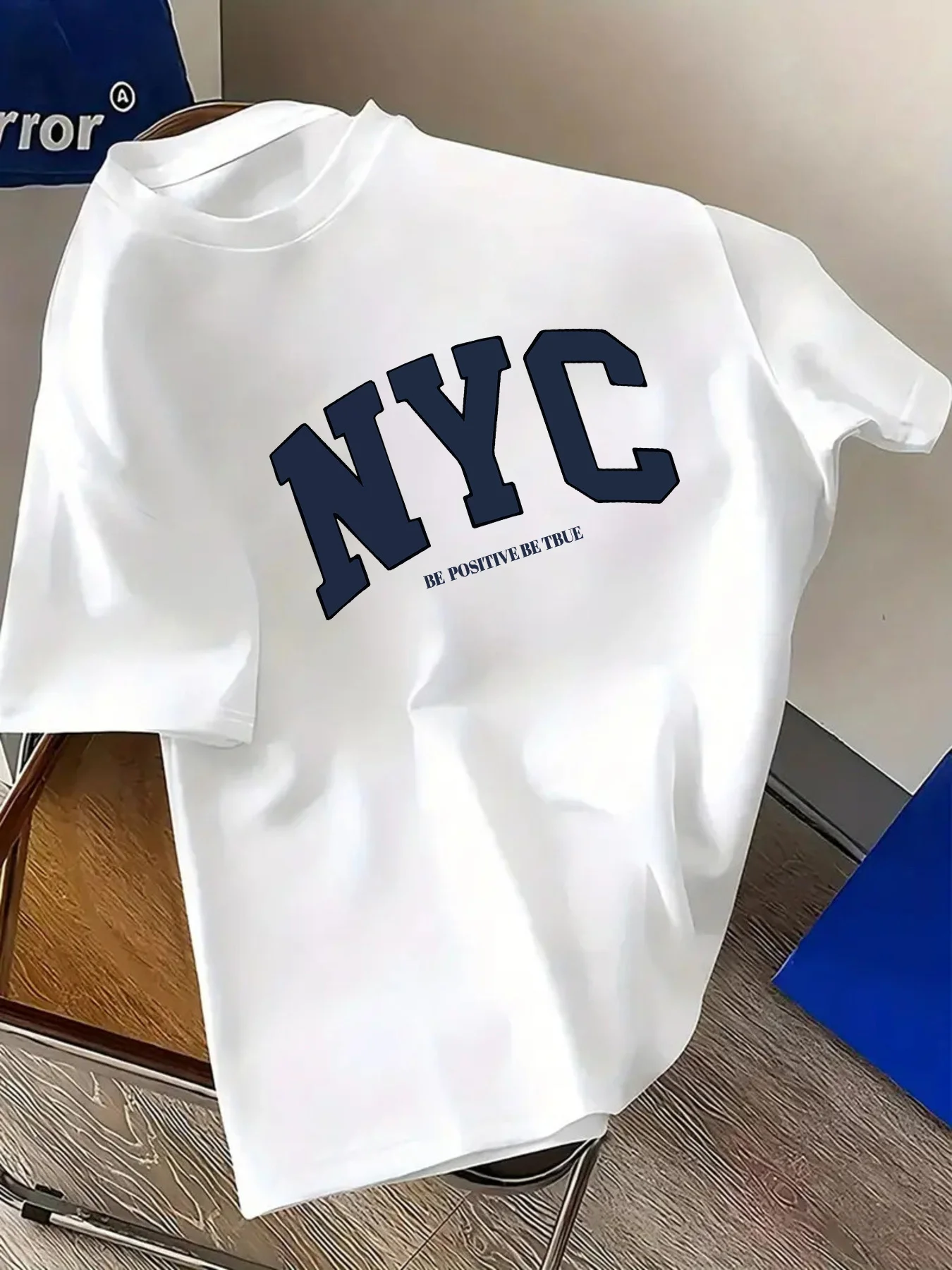 Street Fashion Nyc - NYC Letter Print Round Neck Short-sleeved