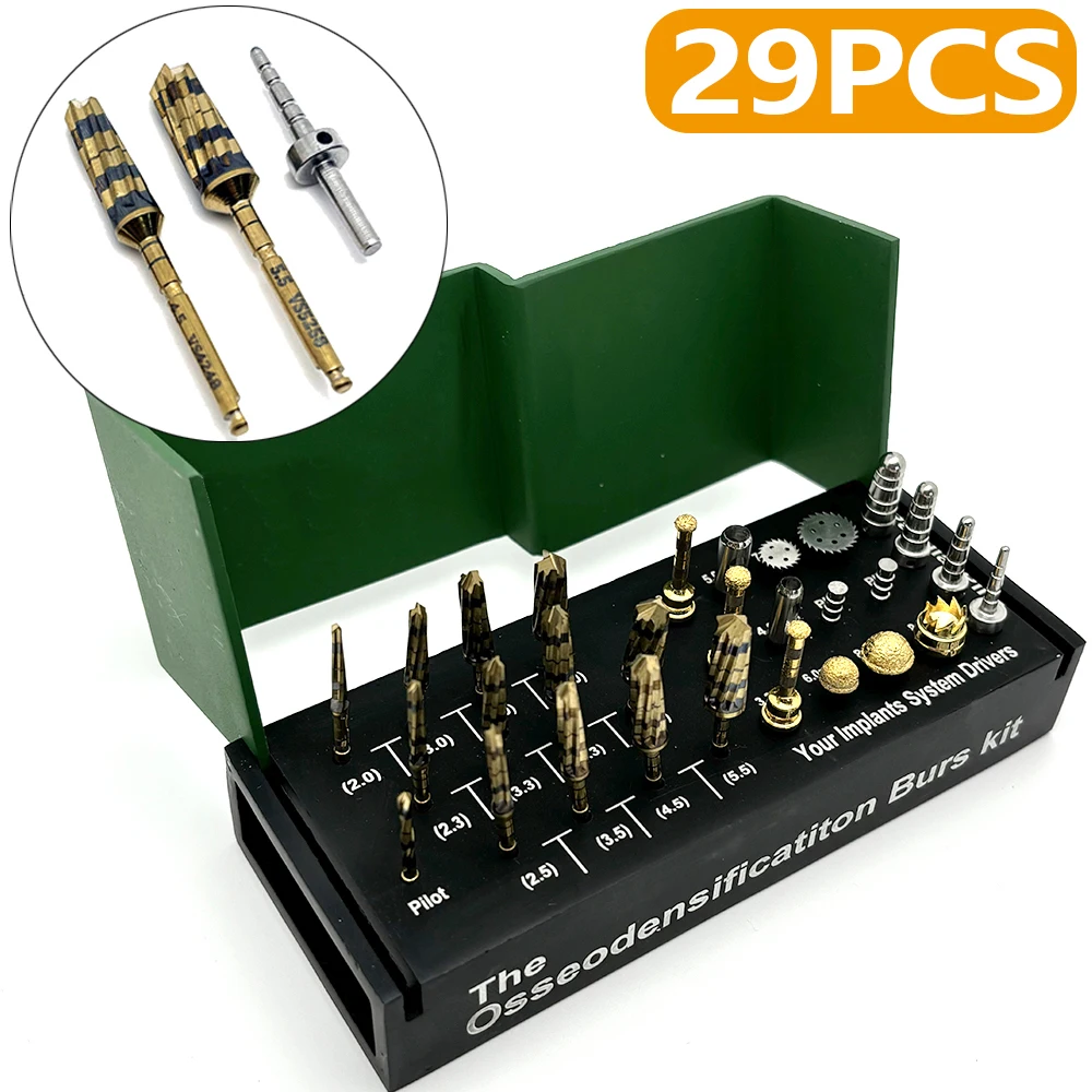 17/24/29Pcs/Set Dental Implant Drills Osseodensification Burs Kit Maxillary Sinus Lift Drills Kit For Surgical Dentistry Tools