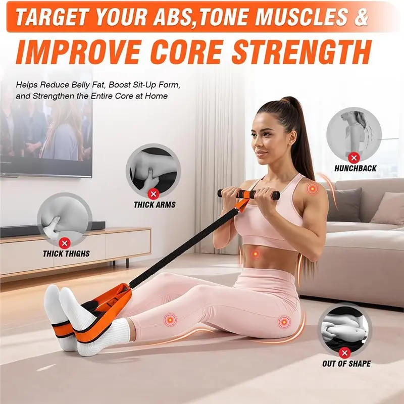 A07T-Pedal Resistance Bands With Handles, Upgrade Emulsion Women Exercise Bands For Full Body Training, Core ABS, Legs Glutes
